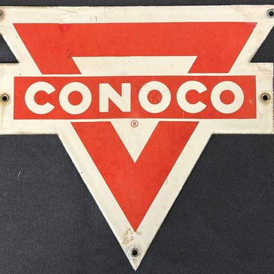 Sale Photo Thumbnail #36: Conoco Gasoline Orig Porcelain Advertising Gas Pump Plate