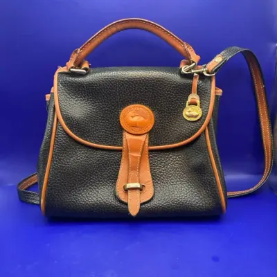 Vintage Dooney And Bourke, Black Leather With Brown Trim