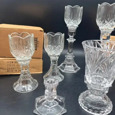 Mystery Lot Of Cut Glass Votives And Candle Holders 