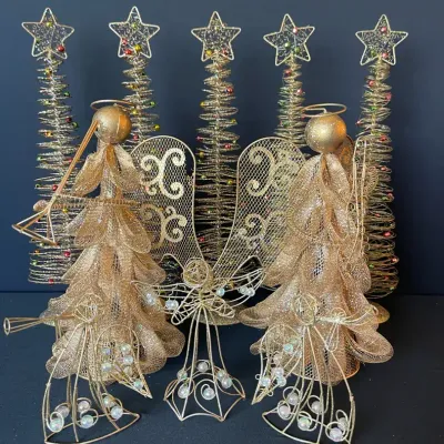 Golden Wire And Mesh Christmas Decor