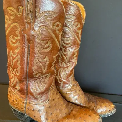 Lucchese Ostrich Quill Western Boots Size 10