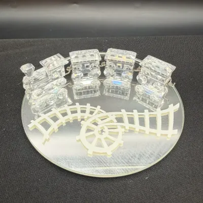 Swarovski Crystal Miniature Train Set With Mirror Track