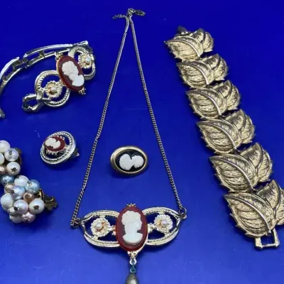 Vintage Costume Jewelry 2 Bracelets, Necklace, Assorted Earrings