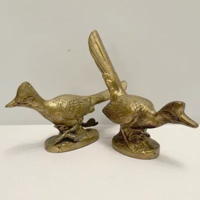 MCM Brass Roadrunner Figurines VINTAGE