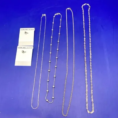 Sterling Silver Necklaces With Two Sterling Silver Beads  21.41 Grams