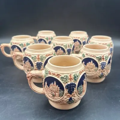 Set Of 8 Vintage Simon Peter GERZ Coffee Mugs