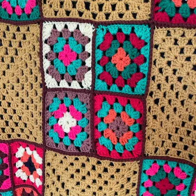 1970s Handmade Crocheted “Granny Square” Afghans (4)