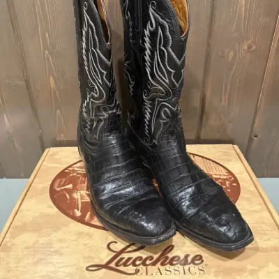 Lucchese 11D Black Ultra Croc Boots