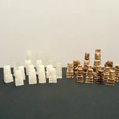 Vintage Hand-carved Mexican Chess Pieces