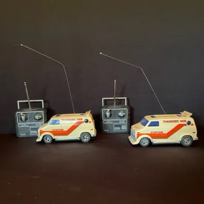 Two 1970s Sears Radio Remote Control Custom Thunder Vans Made by Taiyo