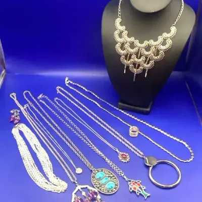 Sara Coventry Silver Toned Jewelry, Necklaces, One Ring And One Set Of Earrings