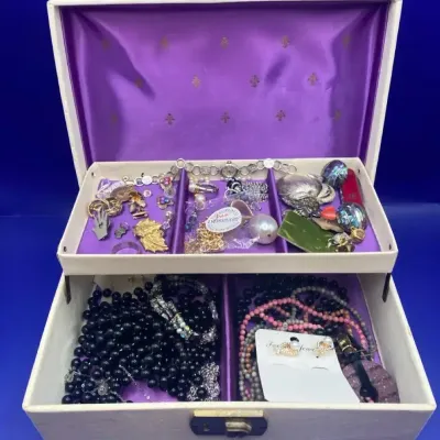 Vintage Costume Jewelry With Jewelry Box With Some Sarah Coventry
