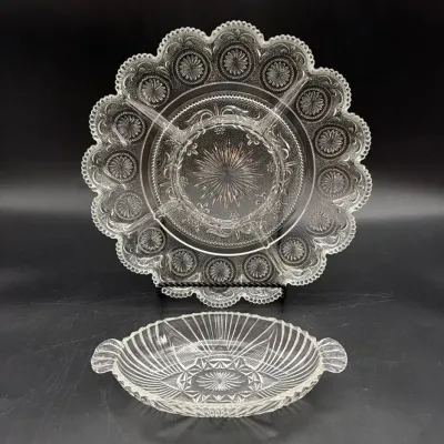 Vintage Brockway Glass American Concord Divided Relish & Deviled Egg Platter,Hazel Atlas Relish Tray