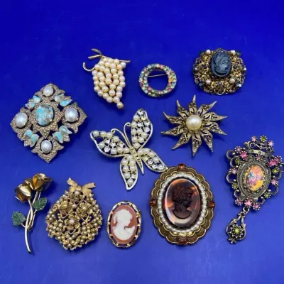 Vintage Gold Toned Brooches Some Sarah Coventry Butterfly Cameo Flower