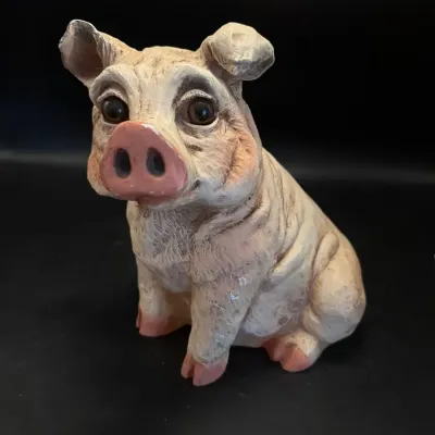 1980s Universal Statuary Corp Ceramic Heavy Pig
