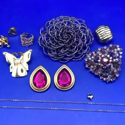 Vintage MCM Jewelry Brooches Pins, Necklace, And Earrings Butterfly