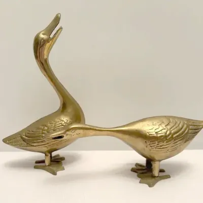 MCM Brass Geese Figurines 