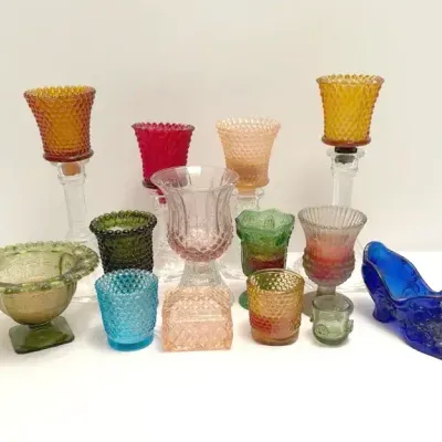 Mid Century Colored Glass Votive Holders 