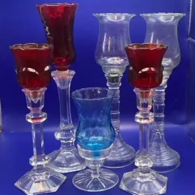 Vintage Peg Votives With Assorted Glass Candlestick Holders