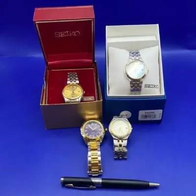 Mens Seiko Watches And A Cote D' Azur Watch And Pen, Seiko Links
