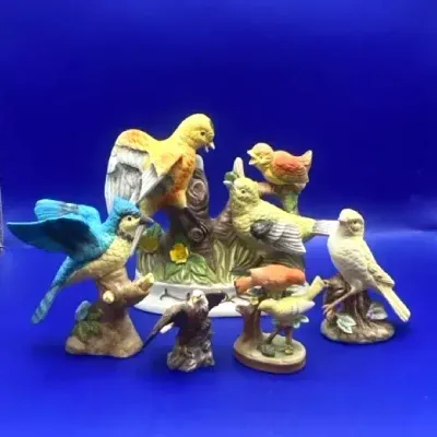 Bird Figurines Including Blue Jay, Bald Eagle And More
