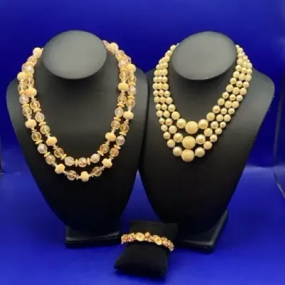 Vintage Costume, Jewelry In Ivory And Pink Tones