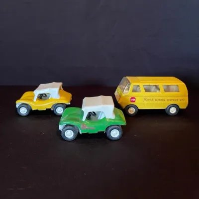 Vintage 1970s Tonka 55340 Dune Buggy Pressed Metal Toy Cars w White Tops & Tonka School District 277