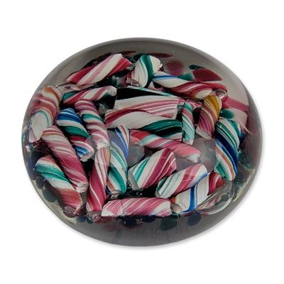 Edward Rithner Candy Cane Art Glass Paperweight