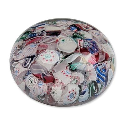 William T. Gillinder Scrambled Millefiori Glass Paperweight