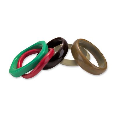 Collection of Six Mid-Century Vintage Bakelite and Plastic Bangle Bracelets