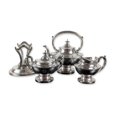 3pc Reed & Barton Silverplated Tea Service with Stand Pattern #3882