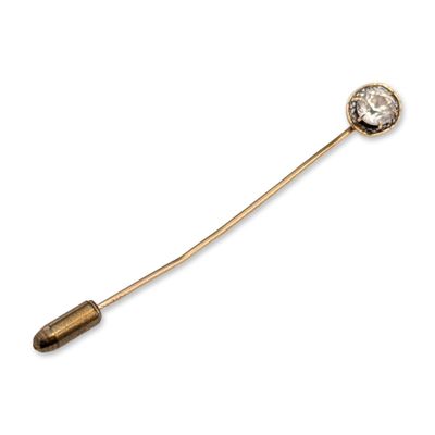 14K Yellow Gold White Sapphire Stick Pin