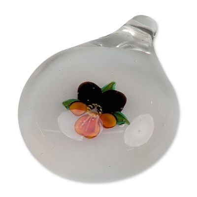 Robert Hansen Lampwork Pansy Glass Pendant