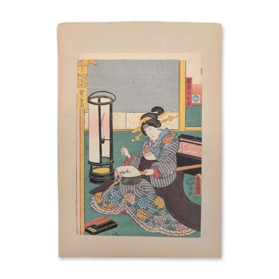 Utagawa Kunisada (Toyokuni III) (Japanese, 1786-1865) Woodcut on Paper from One Hundred Beauties of