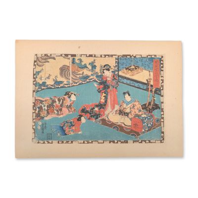 After Utagawa Toyokuni II (Toyoshige, Japan 1777-1835) Woodcut from Tales of Genji