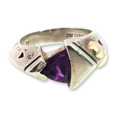 James Avery Sterling and 18K Gold Amethyst Ring