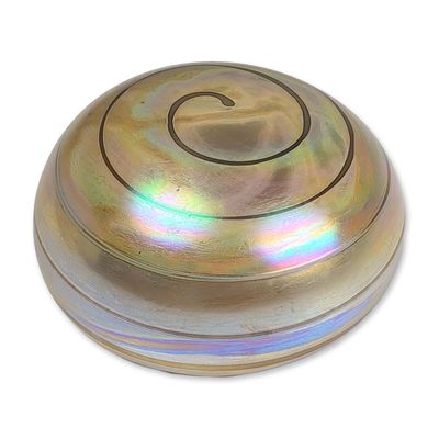 Gary Levy Iridescent Glass Spiral Paperweight