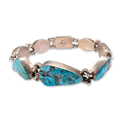 Federico Jimenez Sterling Silver Turquoise Link Bracelet