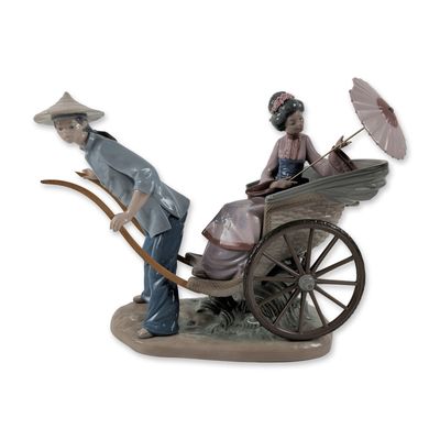 Lladro Porcelain Figurine Rickshaw Ride