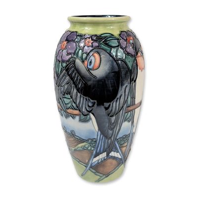 Moorcroft Rachel Bishop Swallows Earthenware Vase
