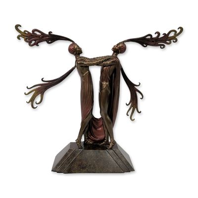 Erte  (Russian/French, 1892-1990), Polychrome Bronze Sculpture, Kiss of Fire, Signed & Numbered
