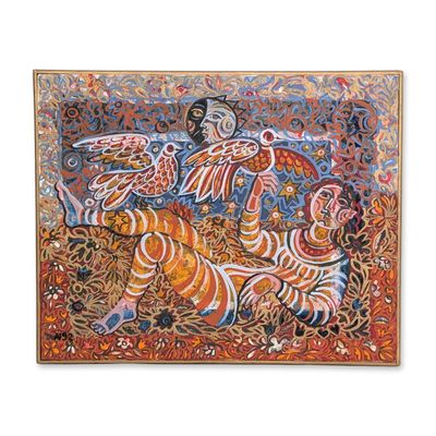 Modern Folk Art Oil on Canvas