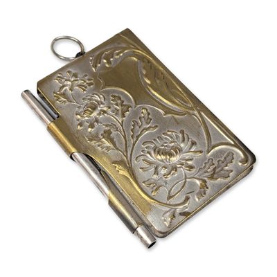 Art Nouveau Silver Plated Dance Card Pendant