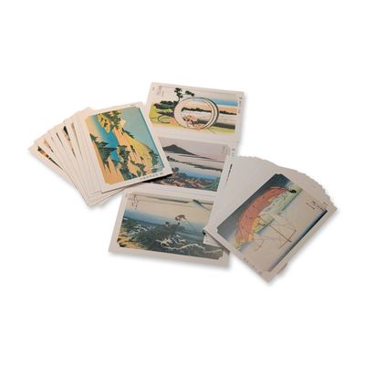 23pc Collection of Hokusai Views of Mount Fuji Miniature Reproduction Prints