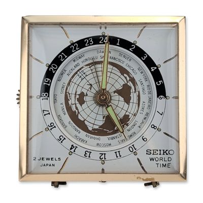 Seiko World Time 2 Jewels Travel Alarm Clock