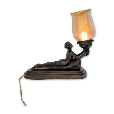 Chandler Art Deco Figural Bronzed Metal Table Lamp