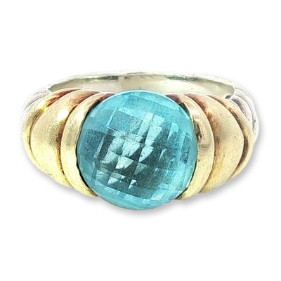 David Yurman Sterling Silver and 14K Blue Topaz Ring