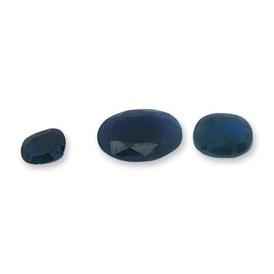 Trio of Loose Royal Blue Oval Cut Sapphires
