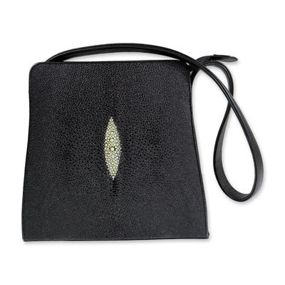 River Genuine Stingray and Black Leather Shoulder Bag