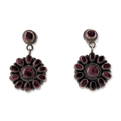 Navajo Sterling Silver and Purple Gemstone Cluster Earrings